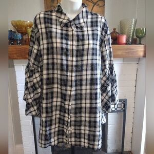 Lauren Ralph Lauren plaid bell sleeve top